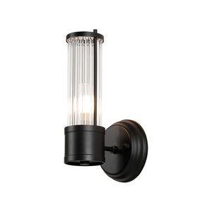 Landis 1 Light Glass Rod Wall Light Black IP44 EMLB1199-HSA