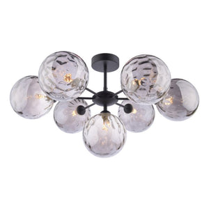 Picasso 7 light Semi Flush Matt Black Smoked Dimple Glass PIC7BLC/GALG010