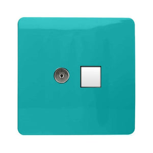 Trendiswitch Artistic Modern 2 Gang Female TV Co-Axial and Telephone Slave Sockets