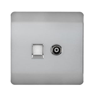 Trendiswitch Artistic Modern 2 Gang Female TV Co-Axial and Telephone Slave Sockets