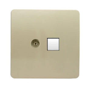 Trendiswitch Artistic Modern 2 Gang Female TV Co-Axial and Telephone Slave Sockets