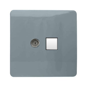 Trendiswitch Artistic Modern 2 Gang Female TV Co-Axial and Telephone Slave Sockets