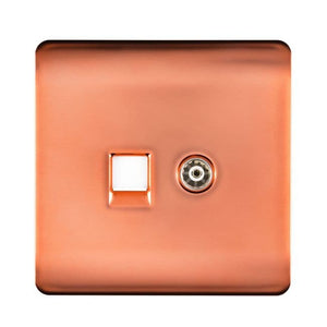 Trendiswitch Artistic Modern 2 Gang Female TV Co-Axial and Telephone Slave Sockets