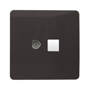 Trendiswitch Artistic Modern 2 Gang Female TV Co-Axial and Telephone Slave Sockets