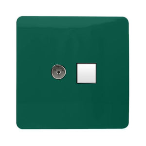 Trendiswitch Artistic Modern 2 Gang Female TV Co-Axial and Telephone Slave Sockets