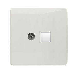 Trendiswitch Artistic Modern 2 Gang Female TV Co-Axial and Telephone Slave Sockets