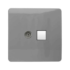 Trendiswitch Artistic Modern 2 Gang Female TV Co-Axial and Telephone Slave Sockets