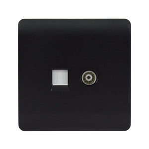 Trendiswitch Artistic Modern 2 Gang Female TV Co-Axial and Telephone Slave Sockets