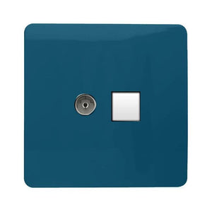 Trendiswitch Artistic Modern 2 Gang Female TV Co-Axial and Telephone Slave Sockets