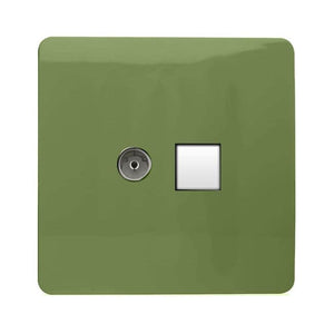 Trendiswitch Artistic Modern 2 Gang Female TV Co-Axial and Telephone Slave Sockets