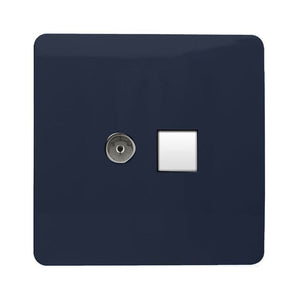 Trendiswitch Artistic Modern 2 Gang Female TV Co-Axial and Telephone Slave Sockets