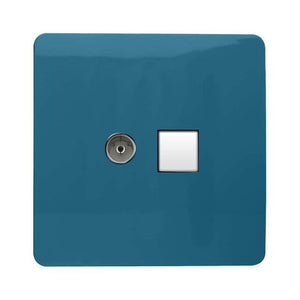Trendiswitch Artistic Modern 2 Gang Female TV Co-Axial and Telephone Slave Sockets