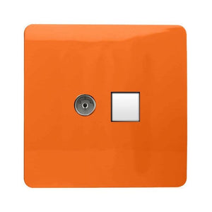 Trendiswitch Artistic Modern 2 Gang Female TV Co-Axial and Telephone Slave Sockets