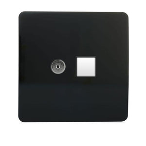 Trendiswitch Artistic Modern 2 Gang Female TV Co-Axial and Telephone Slave Sockets