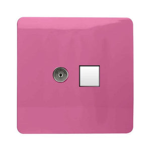 Trendiswitch Artistic Modern 2 Gang Female TV Co-Axial and Telephone Slave Sockets