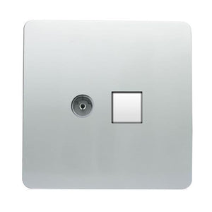 Trendiswitch Artistic Modern 2 Gang Female TV Co-Axial and Telephone Slave Sockets