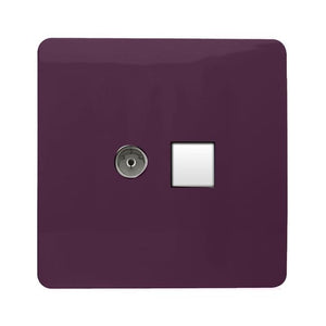 Trendiswitch Artistic Modern 2 Gang Female TV Co-Axial and Telephone Slave Sockets