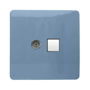 Trendiswitch Artistic Modern 2 Gang Female TV Co-Axial and Telephone Slave Sockets