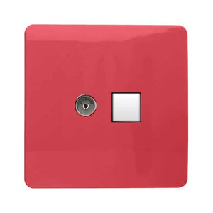 Trendiswitch Artistic Modern 2 Gang Female TV Co-Axial and Telephone Slave Sockets