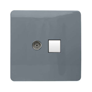 Trendiswitch Artistic Modern 2 Gang Female TV Co-Axial and Telephone Slave Sockets