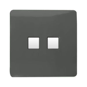 Trendiswitch Artistic Modern 2 Gang RJ45 Cat 5e PC Ethernet and Telephone Slave Sockets