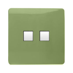 Trendiswitch Artistic Modern 2 Gang RJ45 Cat 5e PC Ethernet and Telephone Slave Sockets