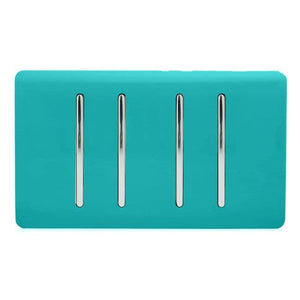 Trendiswitch Artistic Modern 4 Gang Light Switch (3x 1 or 2 Way and 1 x Intermediate) Twin Plate