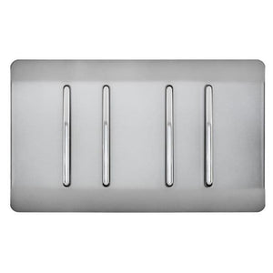 Trendiswitch Artistic Modern 4 Gang Light Switch (3x 1 or 2 Way and 1 x Intermediate) Twin Plate