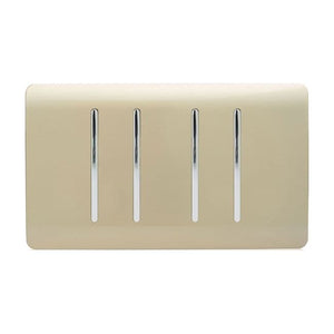 Trendiswitch Artistic Modern 4 Gang Light Switch (3x 1 or 2 Way and 1 x Intermediate) Twin Plate