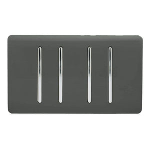 Trendiswitch Artistic Modern 4 Gang Light Switch (3x 1 or 2 Way and 1 x Intermediate) Twin Plate