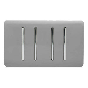 Trendiswitch Artistic Modern 4 Gang Light Switch (3x 1 or 2 Way and 1 x Intermediate) Twin Plate