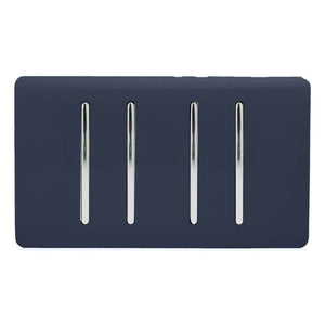 Trendiswitch Artistic Modern 4 Gang Light Switch (3x 1 or 2 Way and 1 x Intermediate) Twin Plate
