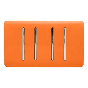 Trendiswitch Artistic Modern 4 Gang Light Switch (3x 1 or 2 Way and 1 x Intermediate) Twin Plate