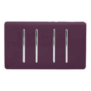 Trendiswitch Artistic Modern 4 Gang Light Switch (3x 1 or 2 Way and 1 x Intermediate) Twin Plate