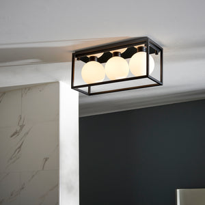 LAD051262 Ladipo 3 Light Flush Black with Glass