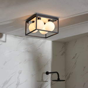 LAD050262 Ladipo 4 Light Flush Black with Glass