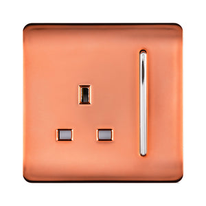 Trendiswitch Modern 1 Gang 13 Amp Switched Plug Socket