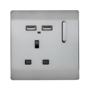Trendswitch Artistic Modern 1 Gang 2x USB 2100mA Plug Socket