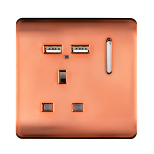 Trendswitch Artistic Modern 1 Gang 2x USB 2100mA Plug Socket