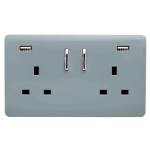 Trendiswitch Artistic Modern 2 Gang 2x USB 3100mA Plug Socket