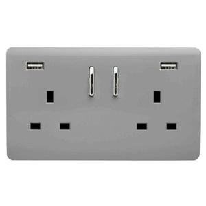 Trendiswitch Artistic Modern 2 Gang 2x USB 3100mA Plug Socket