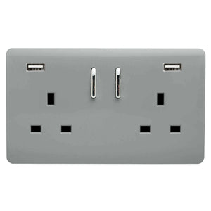 Trendiswitch Artistic Modern 2 Gang 2x USB 3100mA Plug Socket