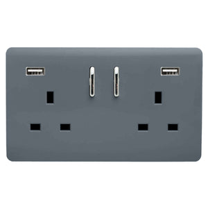 Trendiswitch Artistic Modern 2 Gang 2x USB 3100mA Plug Socket