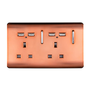 Trendiswitch Artistic Modern 2 Gang 4 Port USB 2100mA Plug Socket