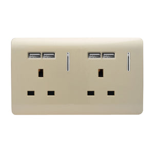 Trendiswitch Artistic Modern 2 Gang 4 Port USB 2100mA Plug Socket