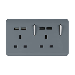 Trendiswitch Artistic Modern 2 Gang 4 Port USB 2100mA Plug Socket