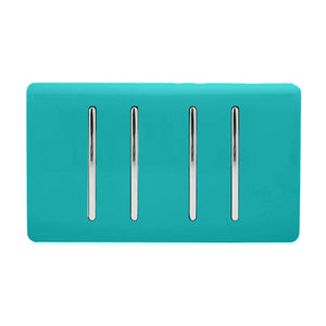 Trendiswitch Artistic Modern 4 Gang 1 or 2 Way Light Switch Twin Plate