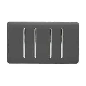 Trendiswitch Artistic Modern 4 Gang 1 or 2 Way Light Switch Twin Plate