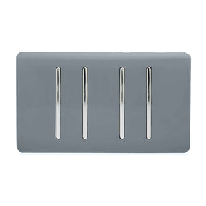 Trendiswitch Artistic Modern 4 Gang 1 or 2 Way Light Switch Twin Plate