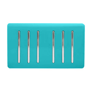 Trendiswitch Artistic Modern 6 Gang 1 or 2 Way Light Switch Twin Plate